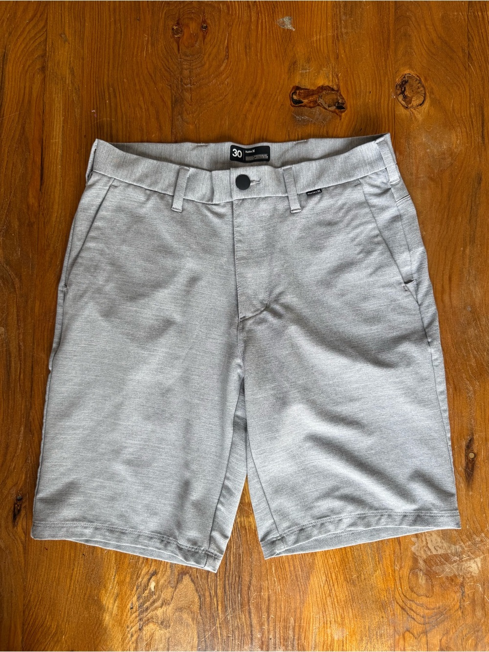 Hurley Men’s Light Heather Gray Stretch Chino Shorts, Size 30